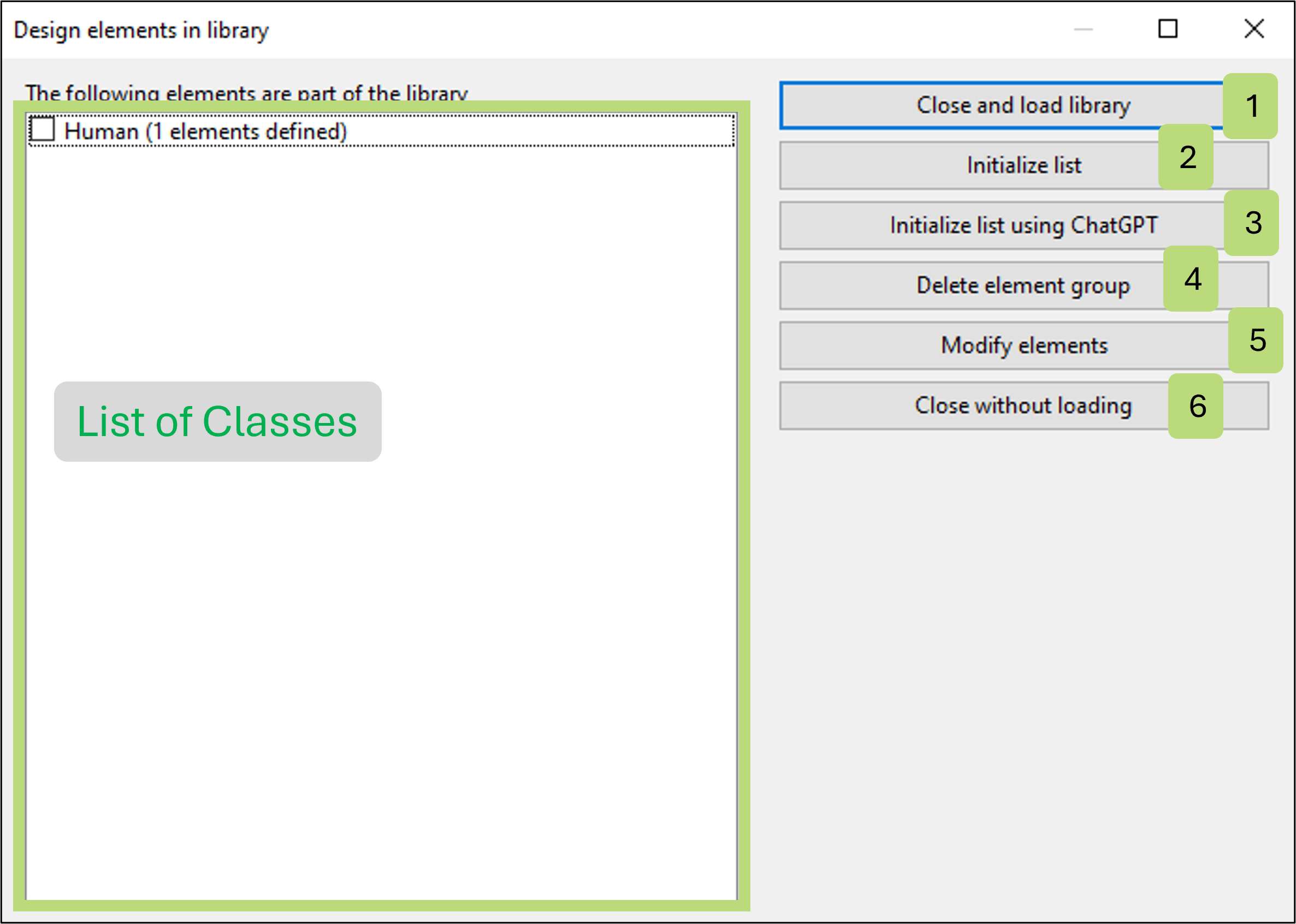 screenshot of the library update window