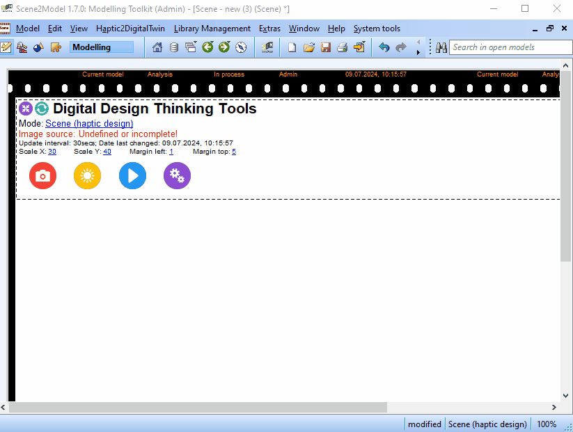 Gif on how the configuration window of the Scene2Model tool can be opened