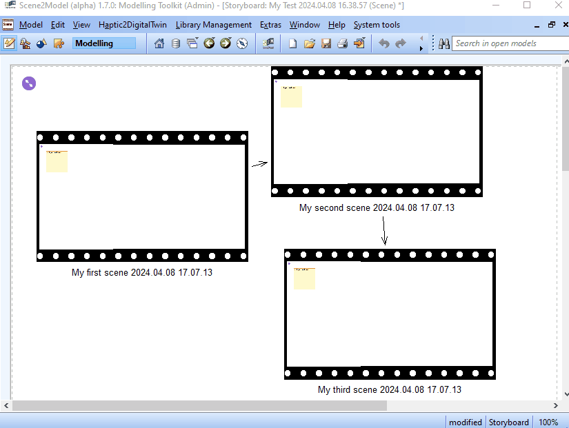 gif showing how one can jump between scenes and storyboards