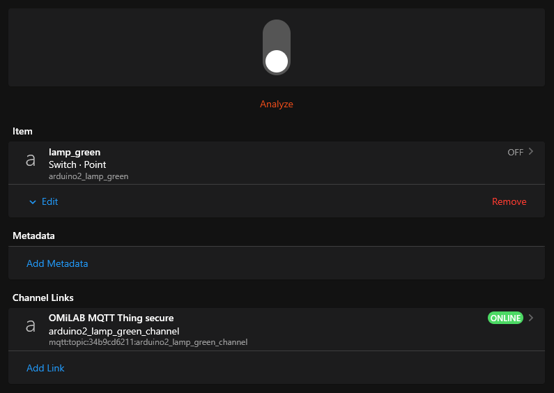 example of a switch representation in OpenHAB