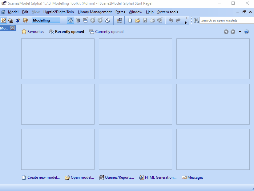 gif showing how the tool can be reset to the starting state, where no library or projects are available