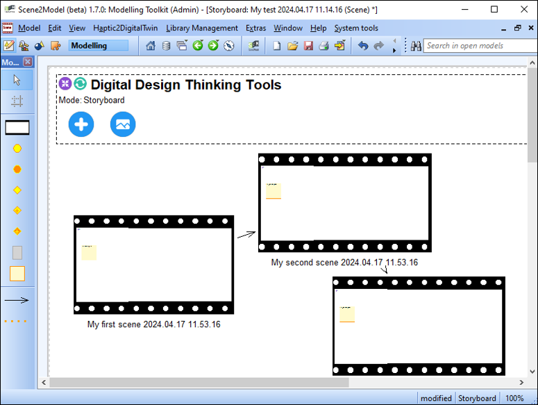 picture showing the GUI of the storyboard view